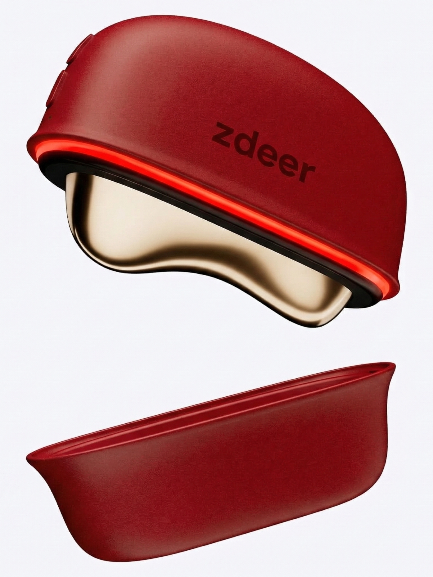 ZDEER LED Red Light Therapy for Face & Neck Massager Facial Care Device – Electric Gua Sha Brass Tool with Heat & Vibration for Firming, Sculpting & Skincare, Red