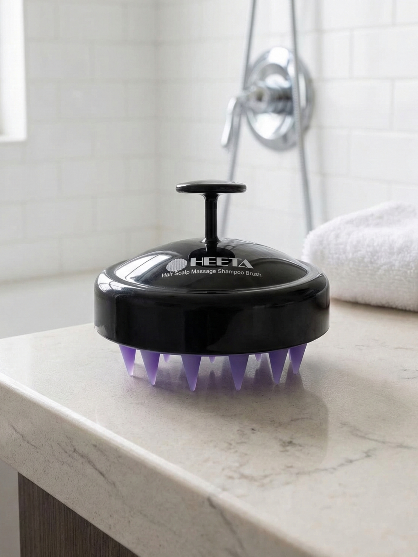 HEETA Scalp Massager Hair Growth, Soft Silicone Scalp Scrubber Shampoo Brush for Exfoliation, Dandruff Removal Head Massage Stress Relax, Wet & Dry Use for Thick Thin Curly Hair Care, Black
